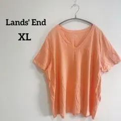 Lands' End【 XL】オレンジ Vネック Tシャツ 半袖カットソー 薄手のサムネイル