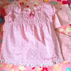 メゾピアノ【新品未使用】チェック柄半袖トップスとパンツセット♡130サイズ