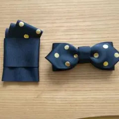 子ども用蝶ネクタイセット ・ブラック×金ドット