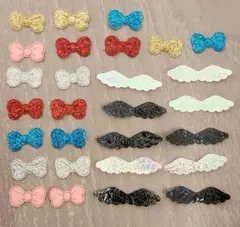 モチーフ リボン グリッター ミニリボン 貼付パーツ デコ ハンドメイド 資材