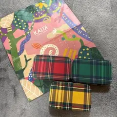 カルディ　 KALDI ミニチェック缶　チョコレート入り　3個セット　紙袋付