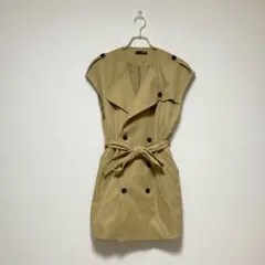 【デイジー】ベージュ トレンチコート風 ノースリーブ ジャケット S