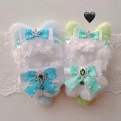 c12ぬい服 10-12cm ちびぐるみ 着ぐるみ おすわり黄橙メイドねこせっと