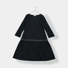 ROPE PICNIC カットソー 切替 フレア ワンピース ブラック 38のサムネイル