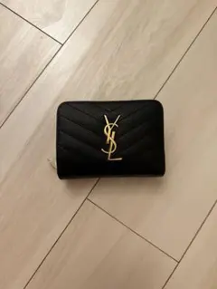 美品　サンローラン　パリ　Vステッチ　YSL コンパクト　財布　ブラック