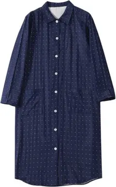 レディース長袖 ロング丈 ワンピース 綿100％ ドット ルームウェア パジャマ