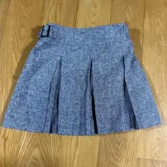グレー プリーツミニスカート ウール混紡 ベルト付き