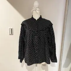 【Samansa Mos2】 シャツブラウス　ネイビー花柄　綿100%