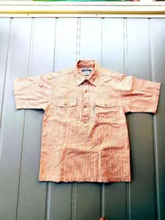 【Columbia】 半袖シャツ メンズXS オレンジ ストライプ 綿100%