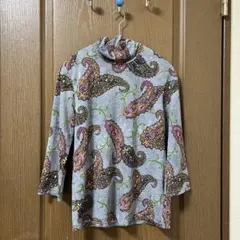 ワコールペイズリー柄 トップス グレー