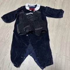 familiar ネイビー ベスト付きロンパース