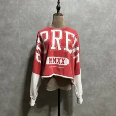 Supreme シュプリーム カットオフ加工ロゴスウェット 赤白 Mサイズのサムネイル