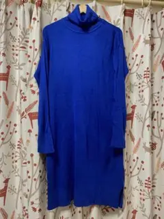 新品　mili an deni タートル　ニット　ワンピース　ブルー　LL