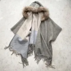 ジュリア様　グレースコンチネンタル　ジャガードポンチョコート　リアルファー ジュリア様 グレースコンチネンタル ジャガードポンチョコート