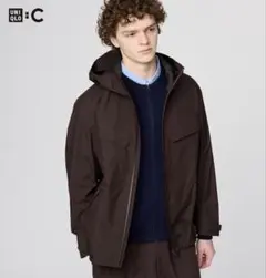 新品 ユニクロ C ブロックテックパーカ XL ダークブラウン