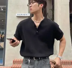 ウォンビン着用モデル SATUR ワッフルヘンリーネックTシャツ Sサイズ