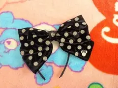 ディズニー　 水玉　リボン　ベロア　カチューシャ