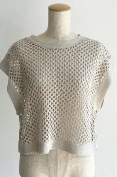 NEUNA メッシュニットベスト　ベージュのサムネイル