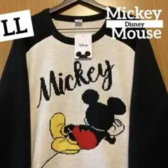 ディズニー　ミッキーマウス　ニット　セーター　大きいサイズ　ゆったり　バイカラー