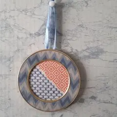 ハンドメイド壁かけフレーム、刺し子、3