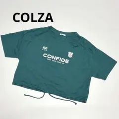 COLZA 1043 クロップドTシャツ M グリーン ロゴ 裾ドロスト