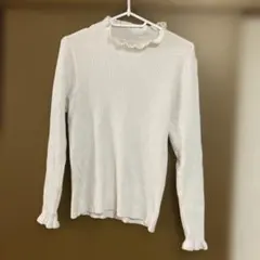 GRL リブ編み ホワイトニット フリル襟 長袖