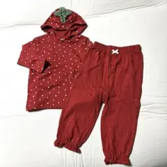 新品未使用 バースデイ フタフタ セットアップ パジャマ なりきり いちご 80