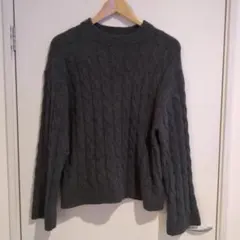 H＆M ダークグレー ケーブルニットセーター 長袖