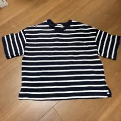 GU 半袖クロップドTシャツ ボーダー