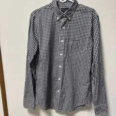 アバクロ　メンズ長袖ボタンダウン白黒　ギンガムチェック　シャツ　Sポケット