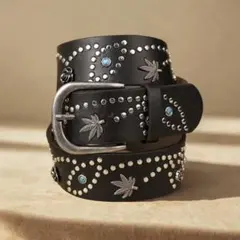 値下げ★ウエスタンベルト ターコイズ スタッズ アメカジ ブラック ヴィンテージ