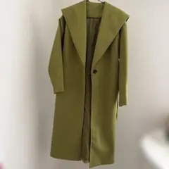オリーブグリーン ロングコート フード付き