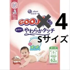 엘레어 GOO.N 플러스 스몰 테이프 62매 x 4팩