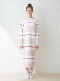 ジェラートピケ ルームウェア パウダーボーダーワンピース PWNO235034