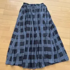 DOUBLENAME 黒とグレーのチェック柄プリーツスカート