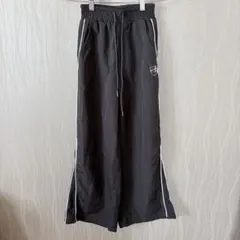 DAZY【XXS】サイドライン ワイド トラックパンツ 黒 ストリート ジャージ