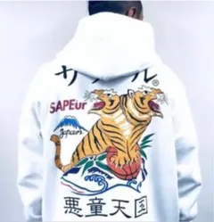 SAPEur サプール ジップパーカー フーディ 白 ホワイト 悪童天国 レア SAPEur サプール ジップパーカー フーディ 白 ホワイト 悪童天国