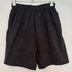 ヘインズ 無地 ハーフパンツ ストレート裾 12-14 黒 綿 リラックス S