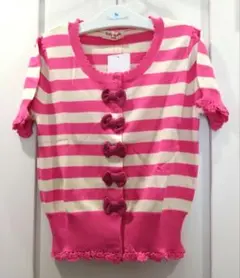 Emily Temple cute 半袖 ボーダー リボン カーディガンのサムネイル