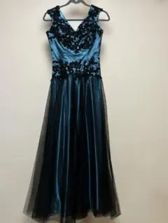 ロングレースカラードレス結婚式パーティドレスグリーン発表会ステージ衣装