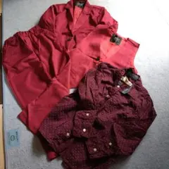 バーガンディ スーツセット (ジャケット・パンツ・シャツ)