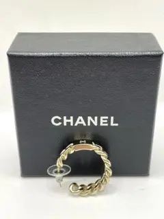 CHANELシャネルメタル ココマークフープ ピアス チェーンフープ B15 P