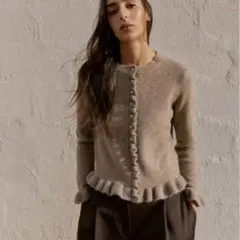 ZARA フリルトリム ニットカーディガン 今季 今期 カーディガン フリル