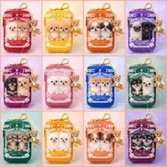 新柄‼️犬柄　12枚パネル生地　キーケースわんこ