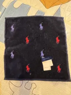POLO ネイビー 馬刺繍 ハンカチ