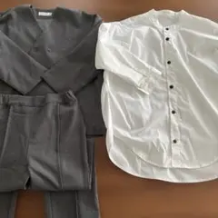 キッズ　グレー スーツ　ホワイトシャツ セット