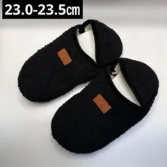 ルームシューズ スリッパ 防寒 暖かい ボア 男女兼用 滑り止め 洗える 黒