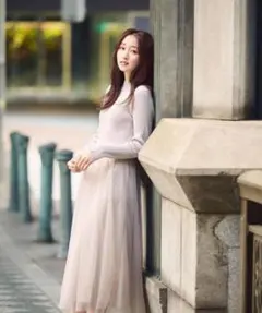 【美品】ナチュラルビューティーベーシック チュールドッキングワンピース M