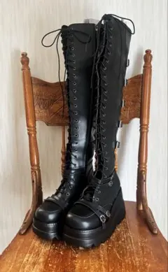 SHEIN レースアップフロント　ウェッジブーツ　パンク　アウトドア　ブーツ