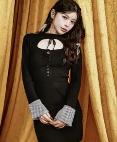 ダーリッチ Darich フロントオープンニットミニワンピース